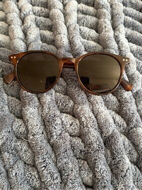 Classic Round Brown Sunglasses with Dark Lenses